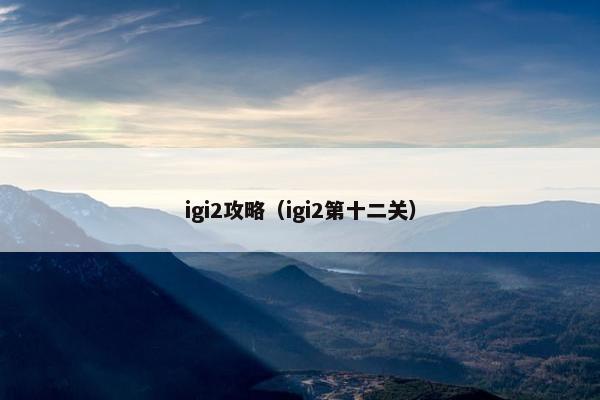 igi2攻略（igi2第十二关）