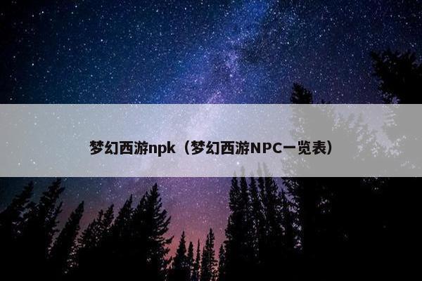 梦幻西游npk（梦幻西游NPC一览表）