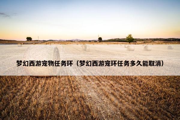 梦幻西游宠物任务环（梦幻西游宠环任务多久能取消）