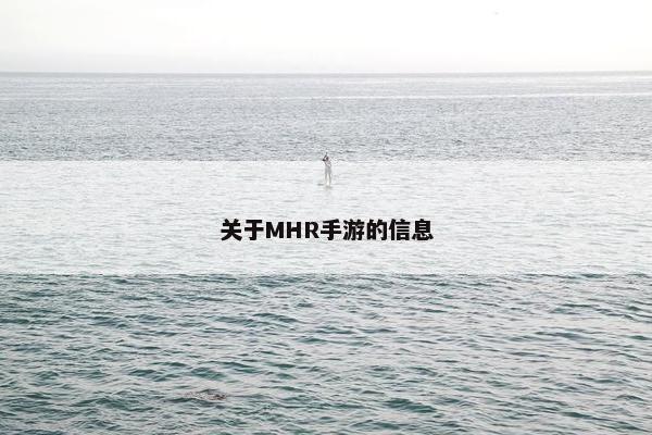 关于MHR手游的信息