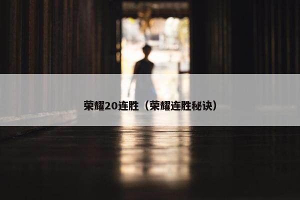 荣耀20连胜（荣耀连胜秘诀）