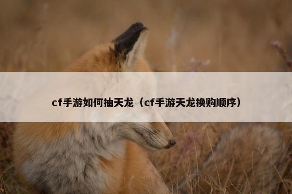 cf手游如何抽天龙（cf手游天龙换购顺序）