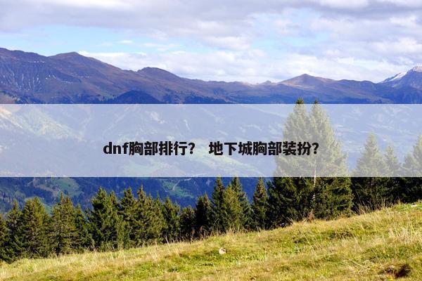 dnf胸部排行？ 地下城胸部装扮？