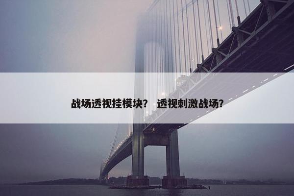 战场透视挂模块？ 透视刺激战场？