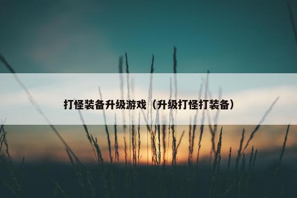 打怪装备升级游戏（升级打怪打装备）