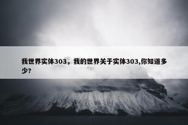 我世界实体303，我的世界关于实体303,你知道多少?