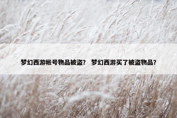梦幻西游帐号物品被盗？ 梦幻西游买了被盗物品？