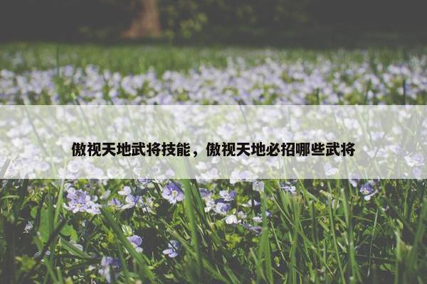 傲视天地武将技能，傲视天地必招哪些武将