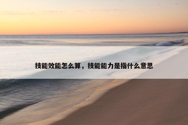 技能效能怎么算，技能能力是指什么意思