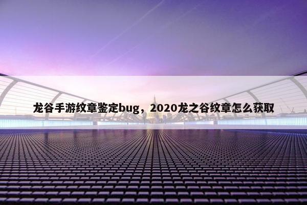 龙谷手游纹章鉴定bug，2020龙之谷纹章怎么获取