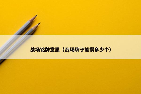 战场铭牌意思（战场牌子能攒多少个）