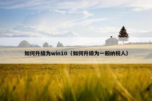 如何升级为win10（如何升级为一般纳税人）