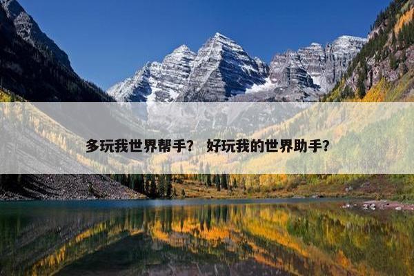 多玩我世界帮手？ 好玩我的世界助手？