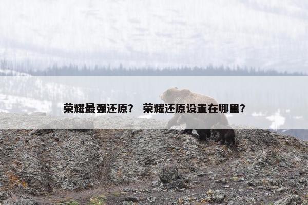 荣耀最强还原？ 荣耀还原设置在哪里？