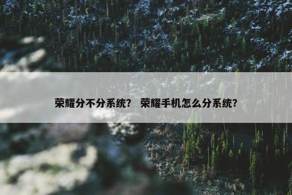 荣耀分不分系统？ 荣耀手机怎么分系统？