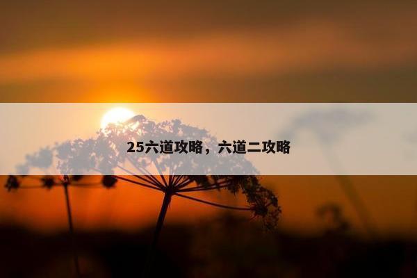 25六道攻略，六道二攻略