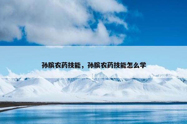 孙膑农药技能，孙膑农药技能怎么学