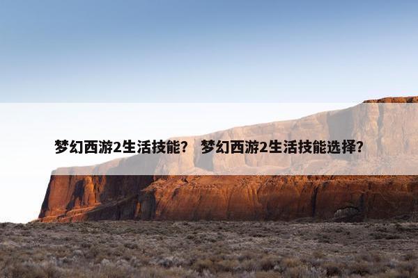 梦幻西游2生活技能？ 梦幻西游2生活技能选择？