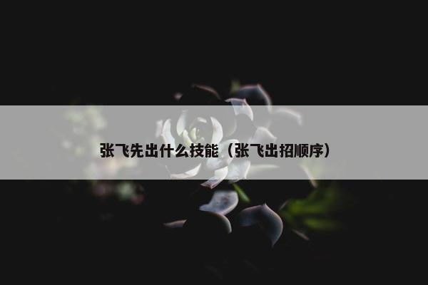 张飞先出什么技能（张飞出招顺序）