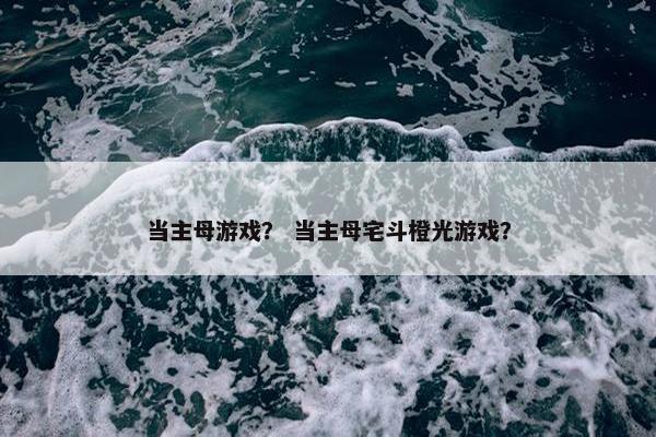 当主母游戏？ 当主母宅斗橙光游戏？