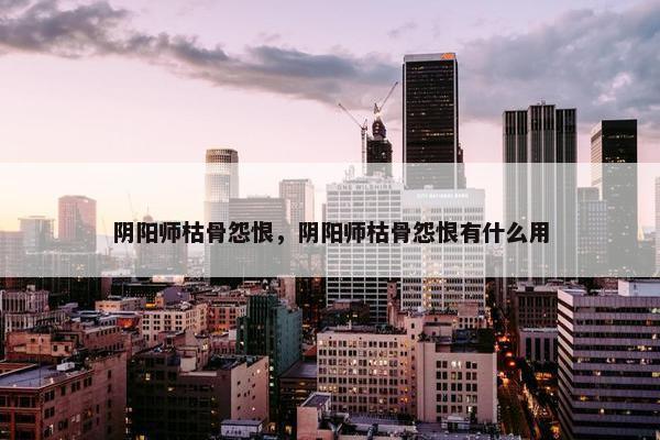阴阳师枯骨怨恨，阴阳师枯骨怨恨有什么用