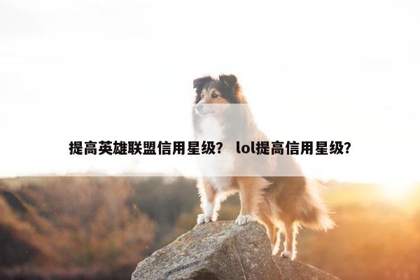 提高英雄联盟信用星级？ lol提高信用星级？