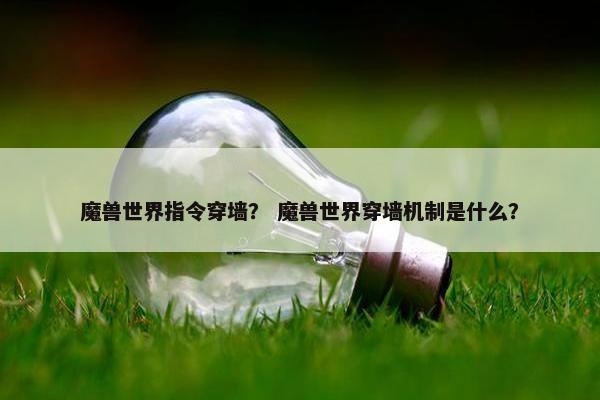 魔兽世界指令穿墙？ 魔兽世界穿墙机制是什么？