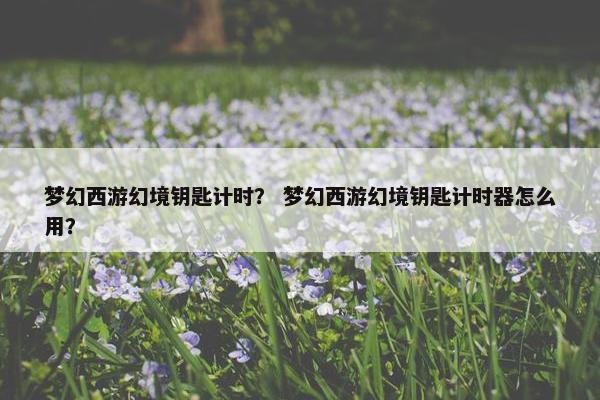 梦幻西游幻境钥匙计时？ 梦幻西游幻境钥匙计时器怎么用？
