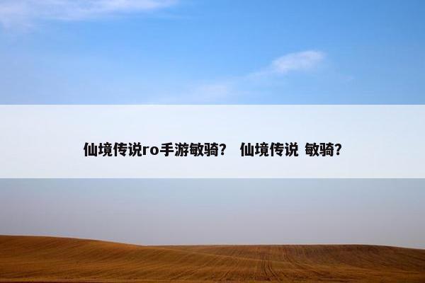 仙境传说ro手游敏骑？ 仙境传说 敏骑？