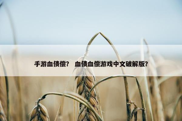 手游血债偿？ 血债血偿游戏中文破解版？