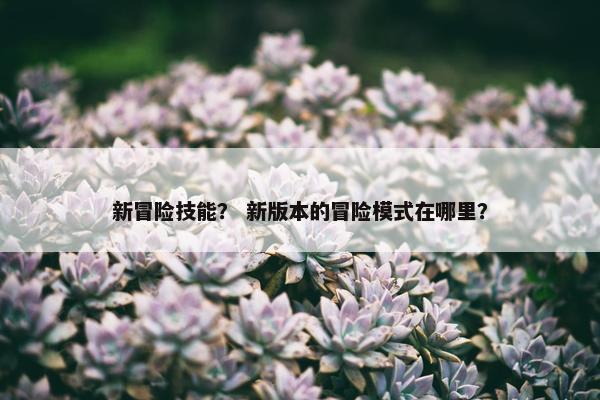 新冒险技能？ 新版本的冒险模式在哪里？