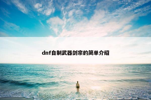 dnf自制武器剑宗的简单介绍