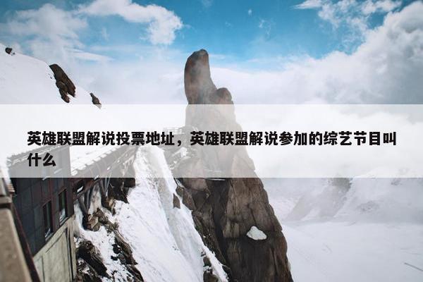 英雄联盟解说投票地址，英雄联盟解说参加的综艺节目叫什么