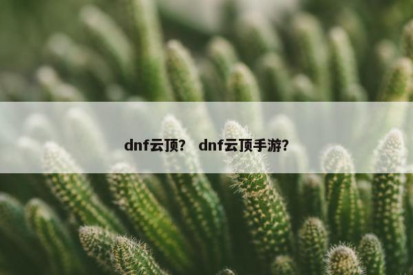 dnf云顶？ dnf云顶手游？