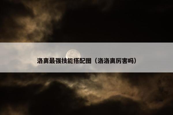 洛离最强技能搭配图（洛洛离厉害吗）