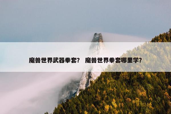 魔兽世界武器拳套？ 魔兽世界拳套哪里学？