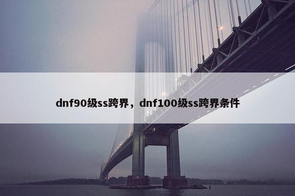 dnf90级ss跨界，dnf100级ss跨界条件