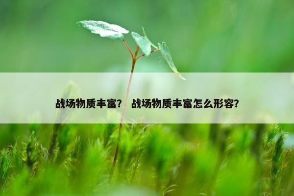 战场物质丰富？ 战场物质丰富怎么形容？