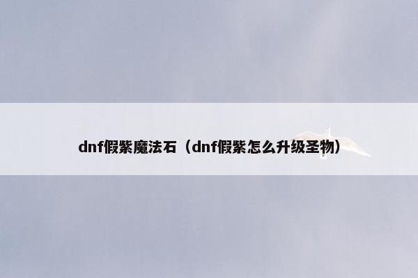 dnf假紫魔法石（dnf假紫怎么升级圣物）
