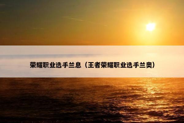 荣耀职业选手兰息（王者荣耀职业选手兰奥）