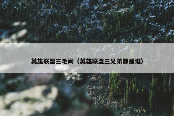 英雄联盟三毛间（英雄联盟三兄弟都是谁）