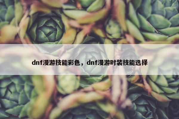 dnf漫游技能彩色，dnf漫游时装技能选择