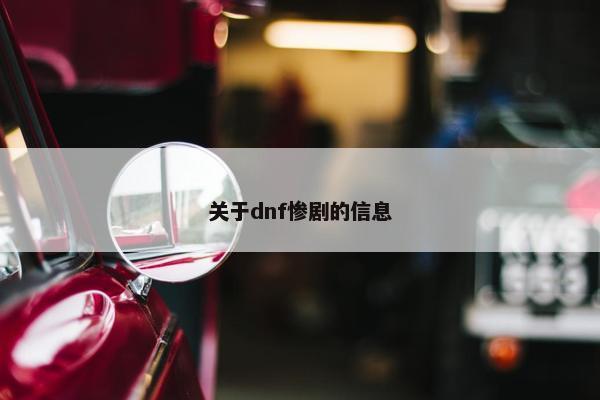 关于dnf惨剧的信息