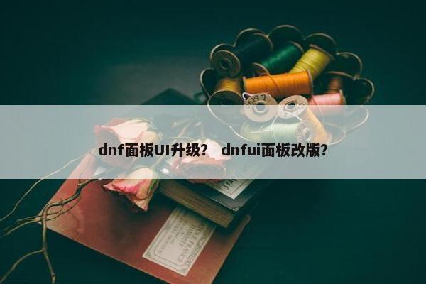 dnf面板UI升级？ dnfui面板改版？