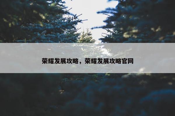 荣耀发展攻略，荣耀发展攻略官网