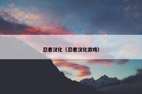 忍者汉化（忍者汉化游戏）