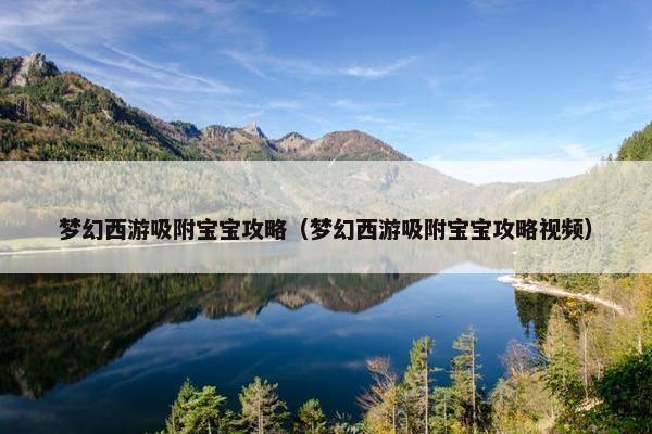 梦幻西游吸附宝宝攻略（梦幻西游吸附宝宝攻略视频）