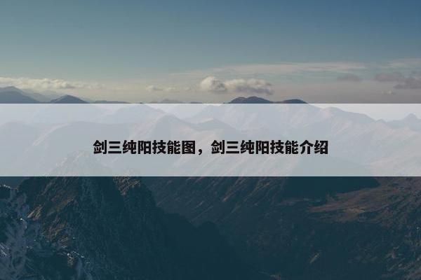 剑三纯阳技能图，剑三纯阳技能介绍