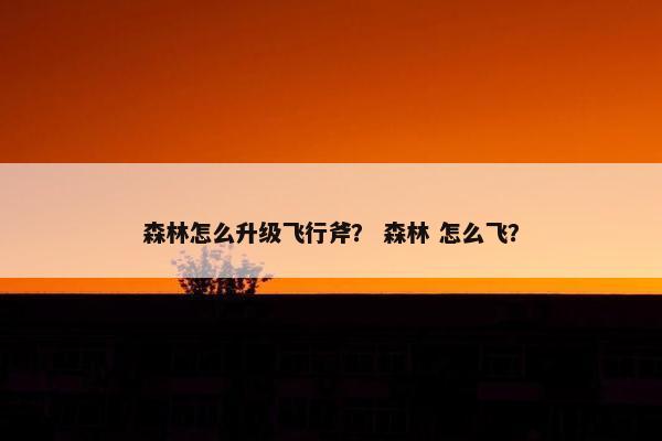 森林怎么升级飞行斧？ 森林 怎么飞？